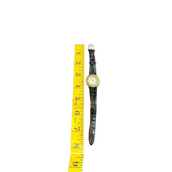 Oryx Women\'s Quartz Watch With Rhinestones & Black Leather Band
